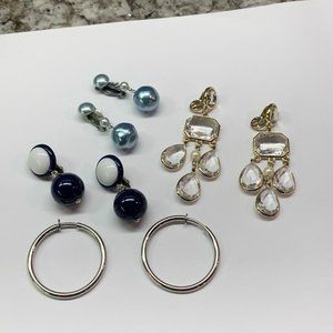 Lot Of 4 - Vintage Clipon Dangle / Hoop Costume Earrings